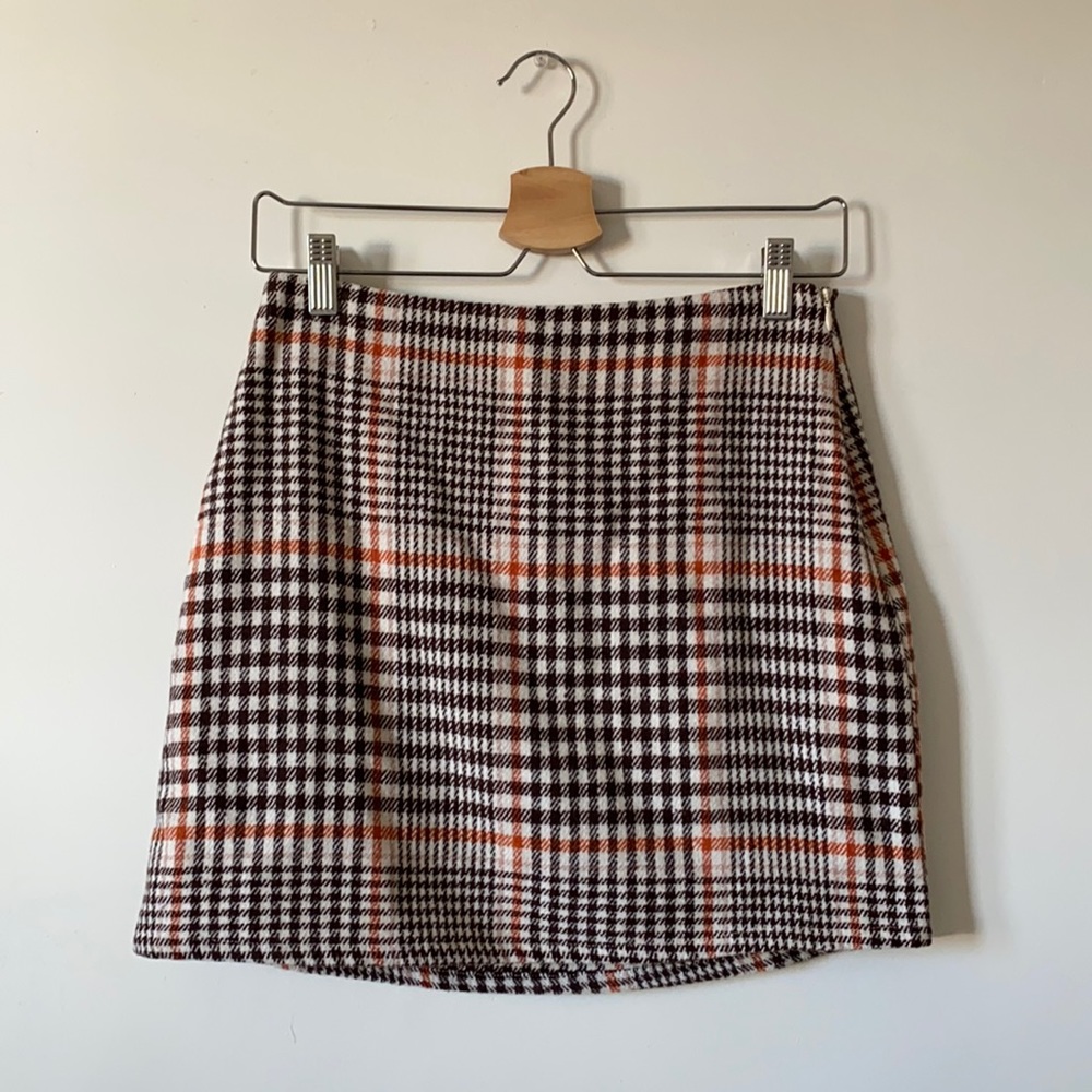 Plaid Knit Mini Skirt